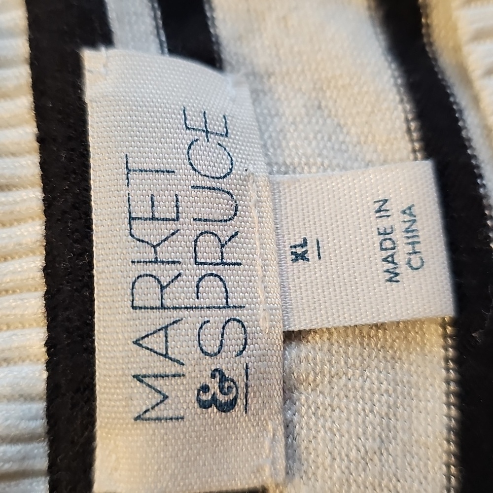 Market and Spruce Black and White Striped Sweater with Elbow Pads - Picture 4 of 6